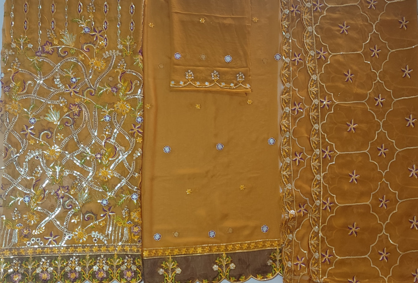 Mustard Embroidered Suit - KZ01